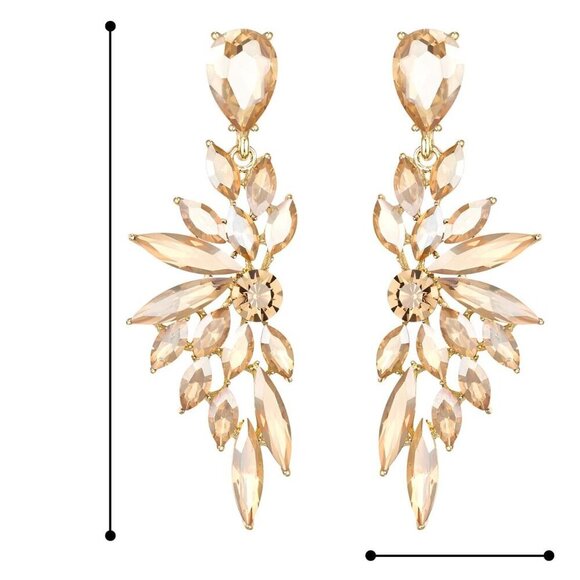 Women's Bridal Crystal Dangle Earrings Marquise Cluster Elegant Gift - Picture 6 of 7